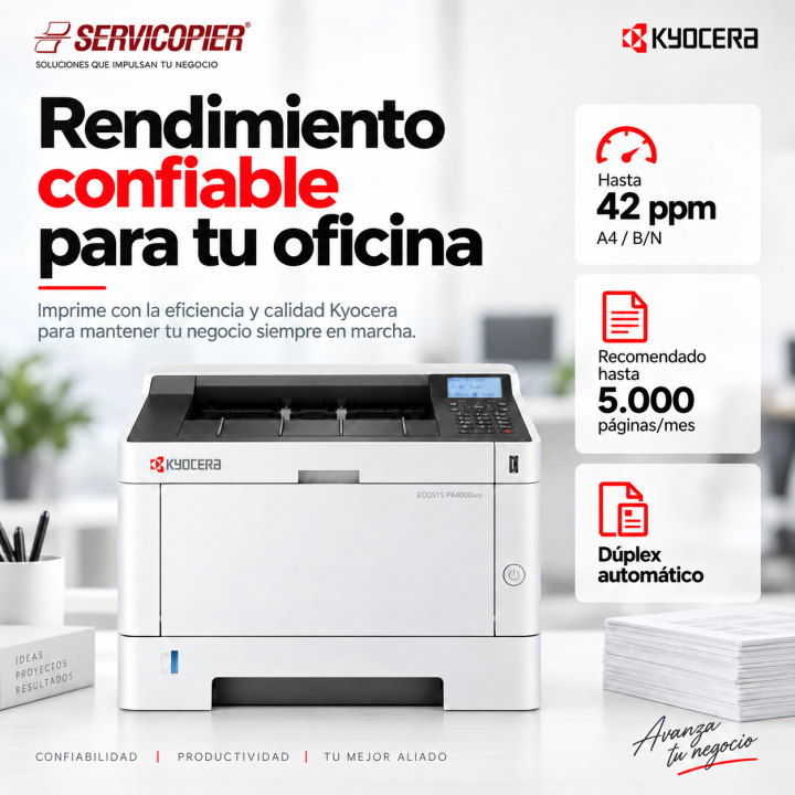 Rendimiento de Kyocera ECOSYS PA4000wx para oficinas