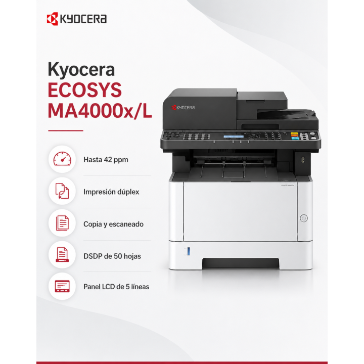 Beneficios principales del Kyocera ECOSYS MA4000x/L
