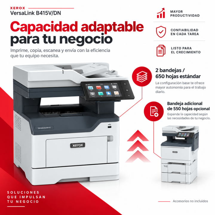 Xerox VersaLink B415V/DN, capacidad adaptable