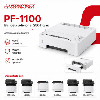 Beneficios de la bandeja adicional Kyocera PF-1100
