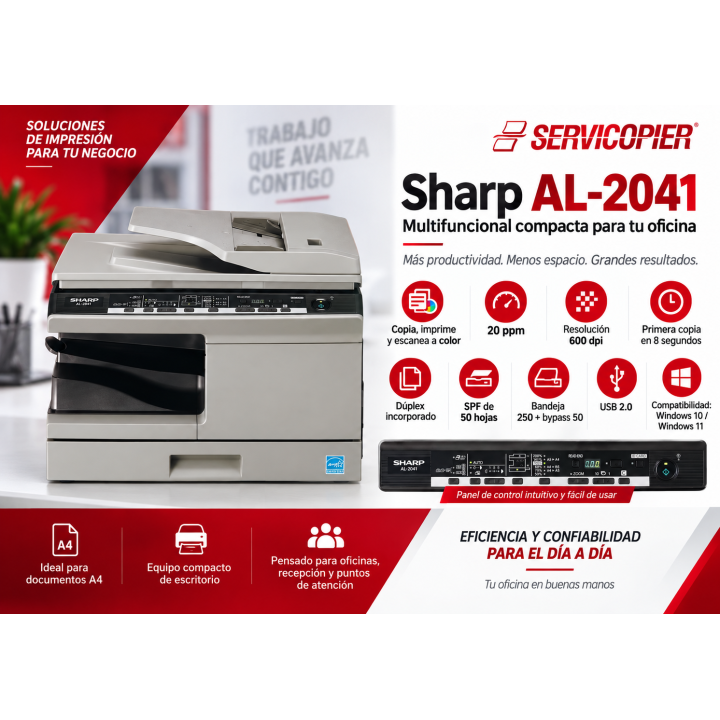 Gráfica promocional de la multifuncional Sharp AL-2041