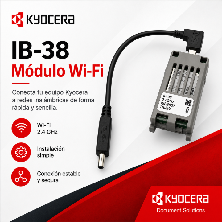 Conectividad Wi-Fi 2.4 GHz con Kyocera IB-38