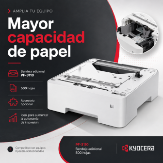 Capacidad adicional de 500 hojas con Kyocera PF-3110