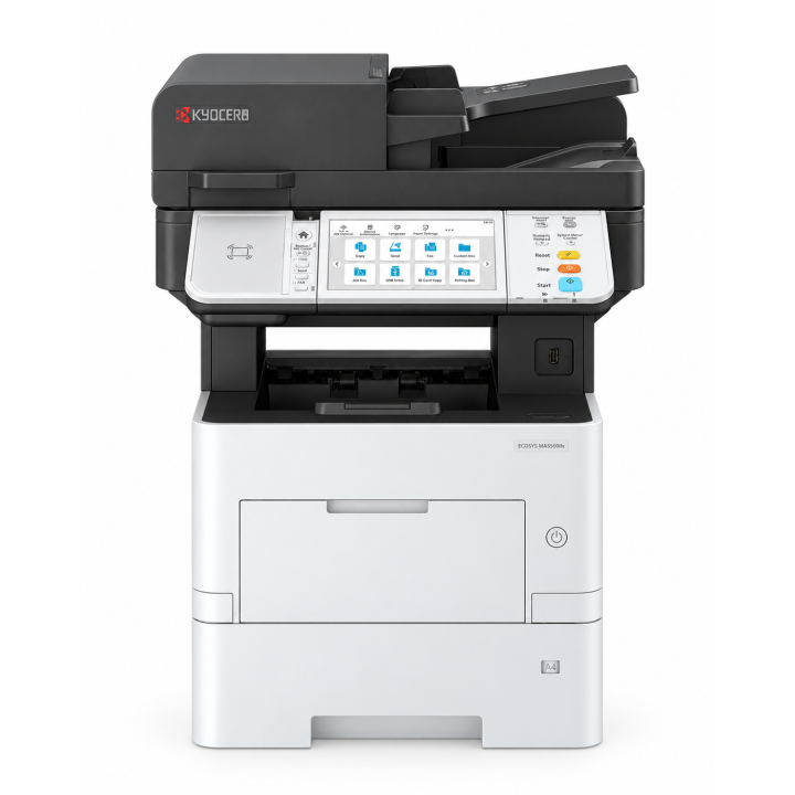 Kyocera ECOSYS MA5500ifx vista frontal completa sobre fondo blanco