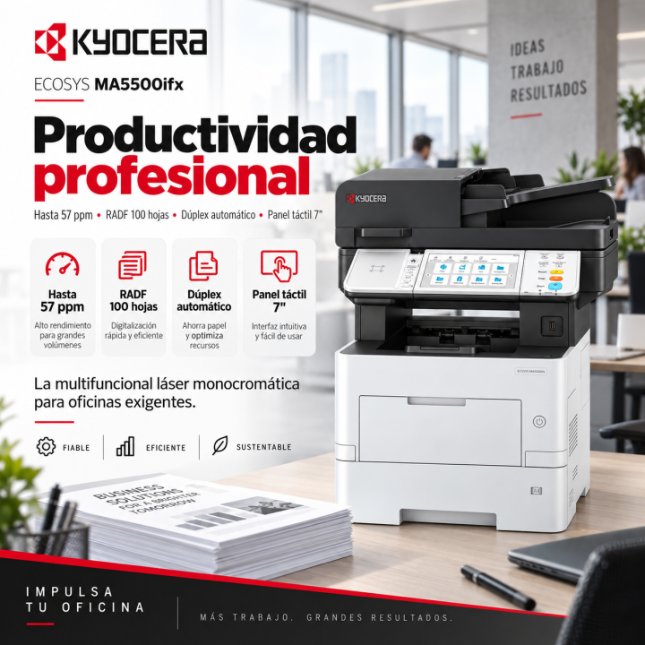 Productividad profesional de Kyocera ECOSYS MA5500ifx hasta 57 ppm