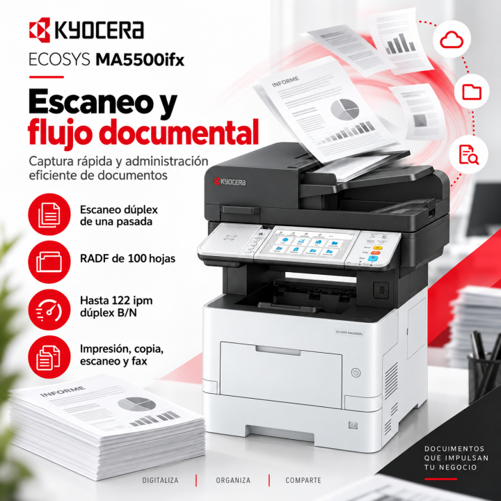 Escaneo dúplex y flujo documental de Kyocera ECOSYS MA5500ifx