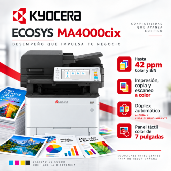 Productividad color de Kyocera ECOSYS MA4000cix hasta 42 ppm