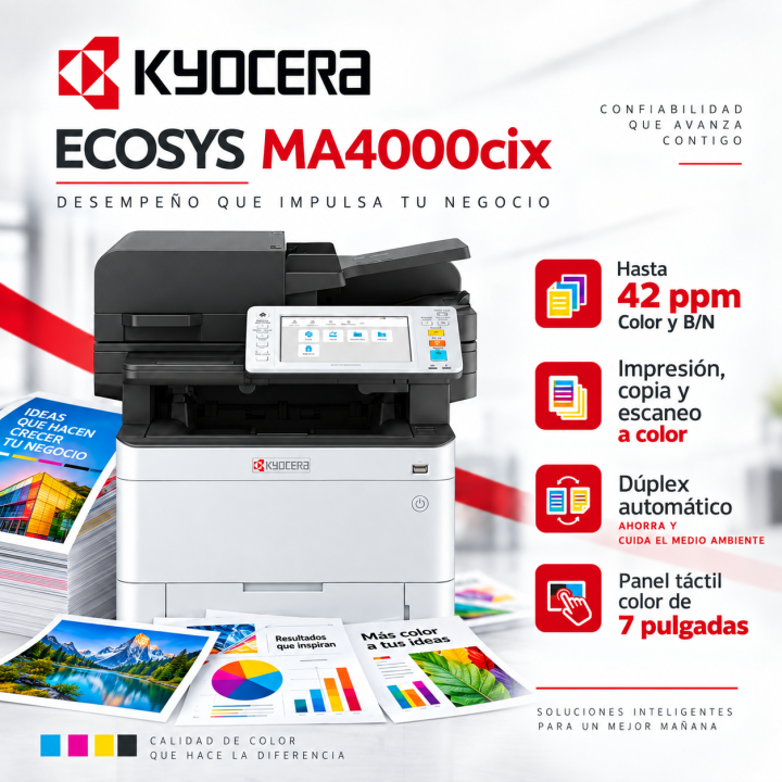 Productividad color de Kyocera ECOSYS MA4000cix hasta 42 ppm