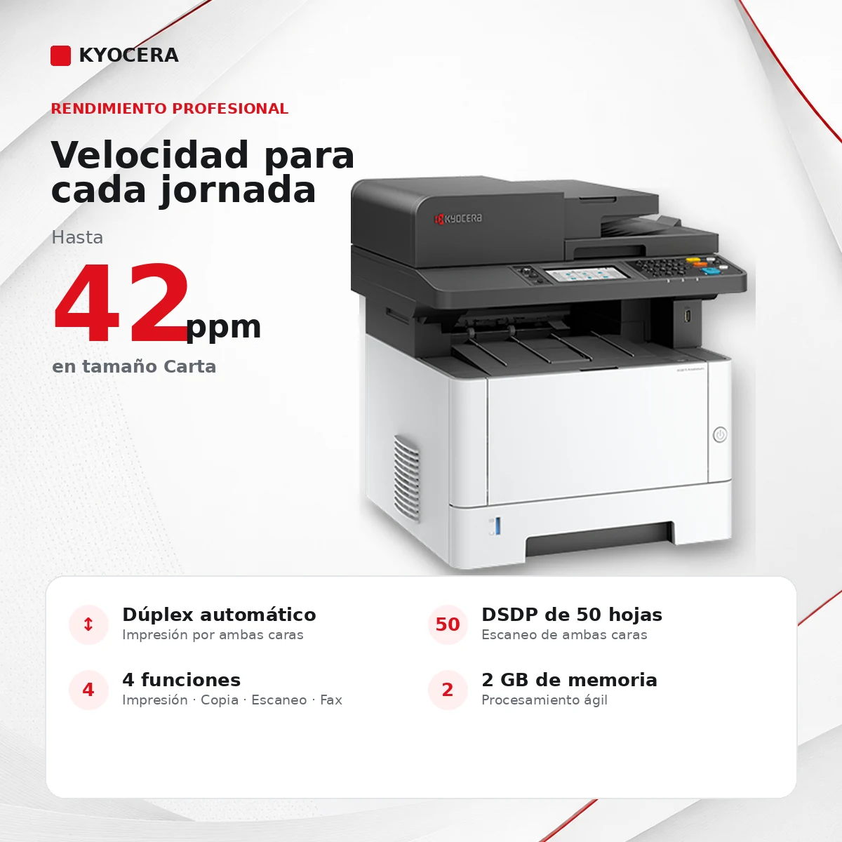 Características de productividad de Kyocera ECOSYS MA4000wifx/L