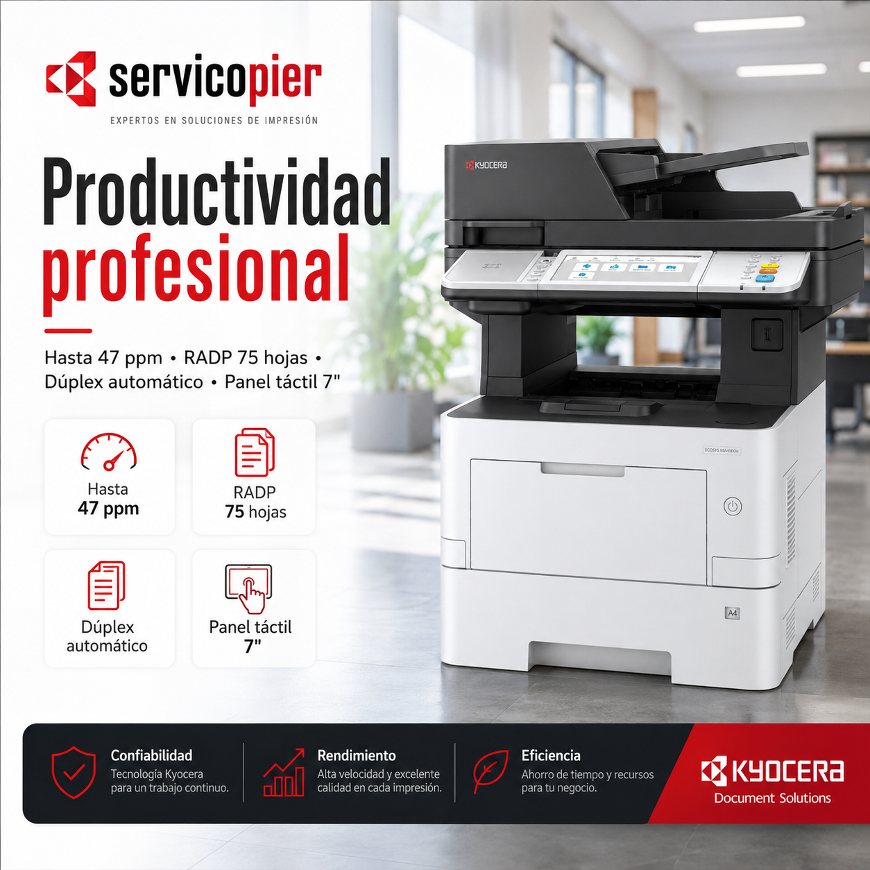 Productividad profesional de Kyocera ECOSYS MA4500ix