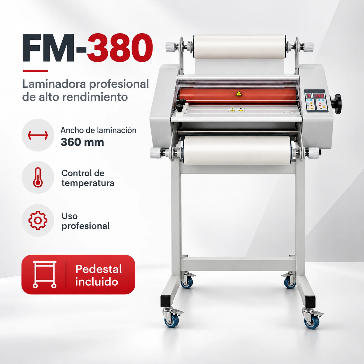 Laminadora FM-380 con pedestal incluido