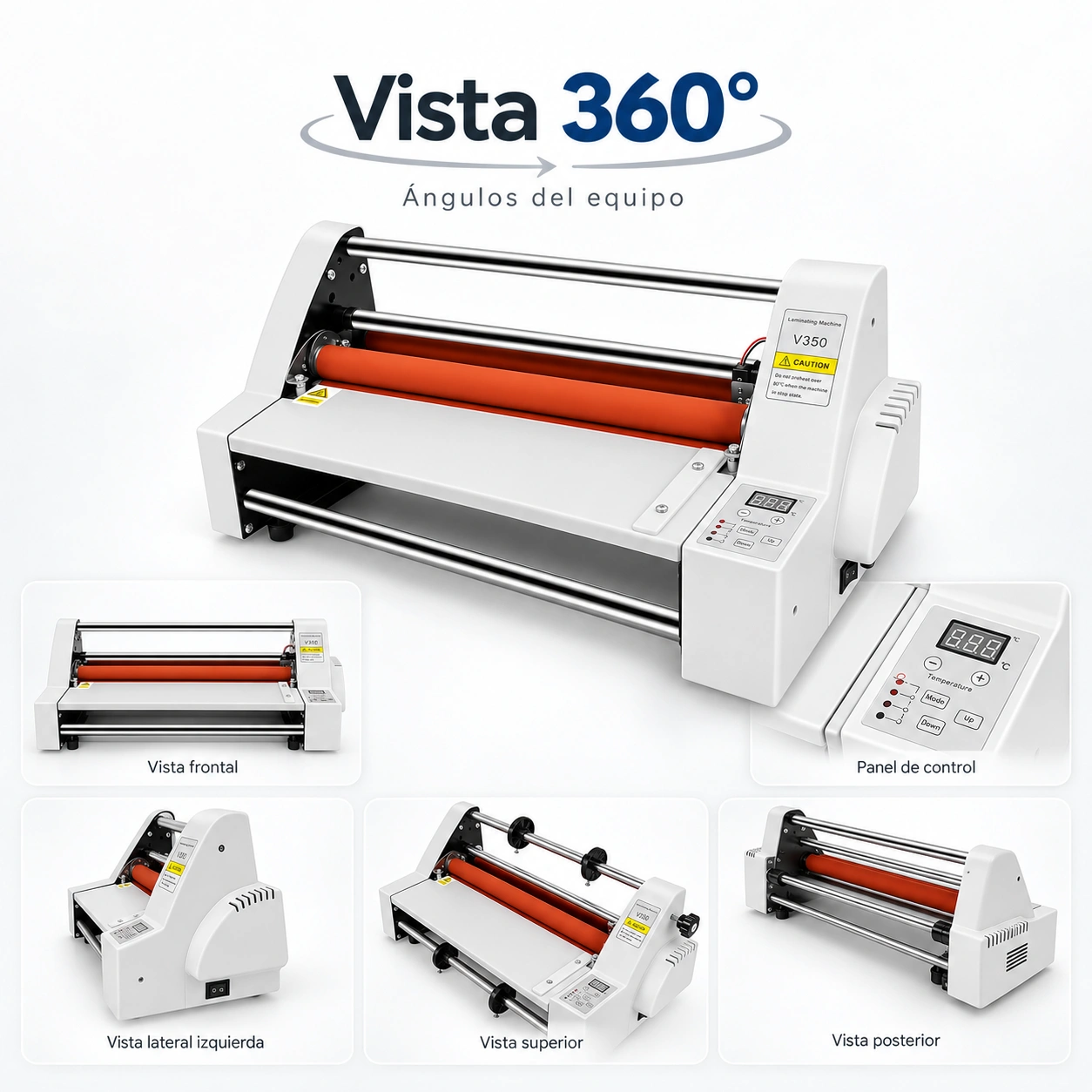 Laminadora V350, resumen de vista 360 grados