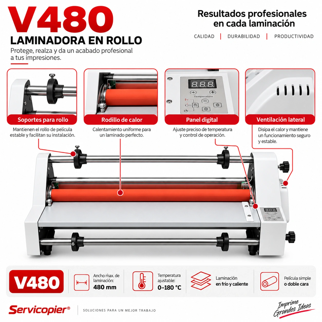 Laminadora V480, características principales