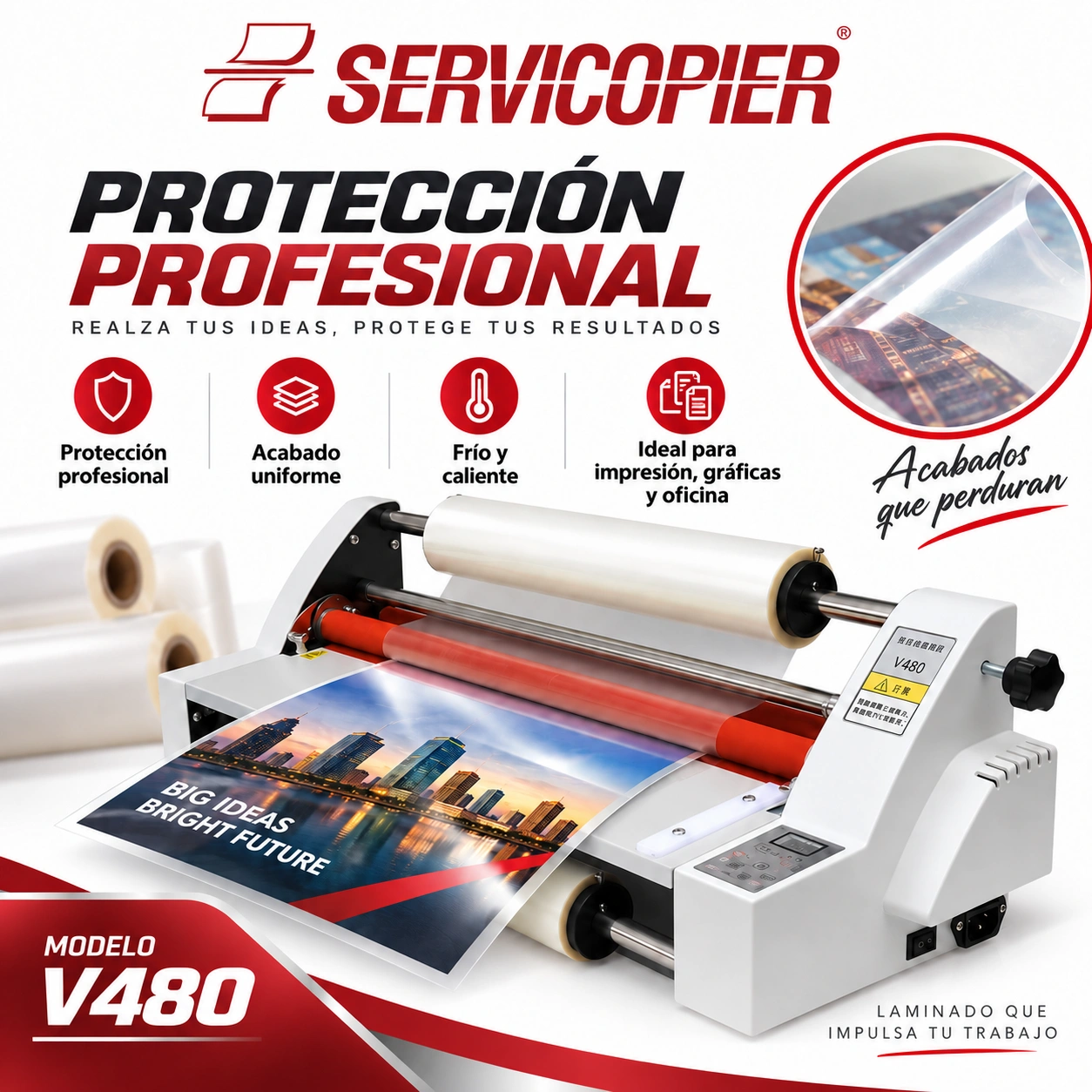 Laminadora V480 para protección profesional
