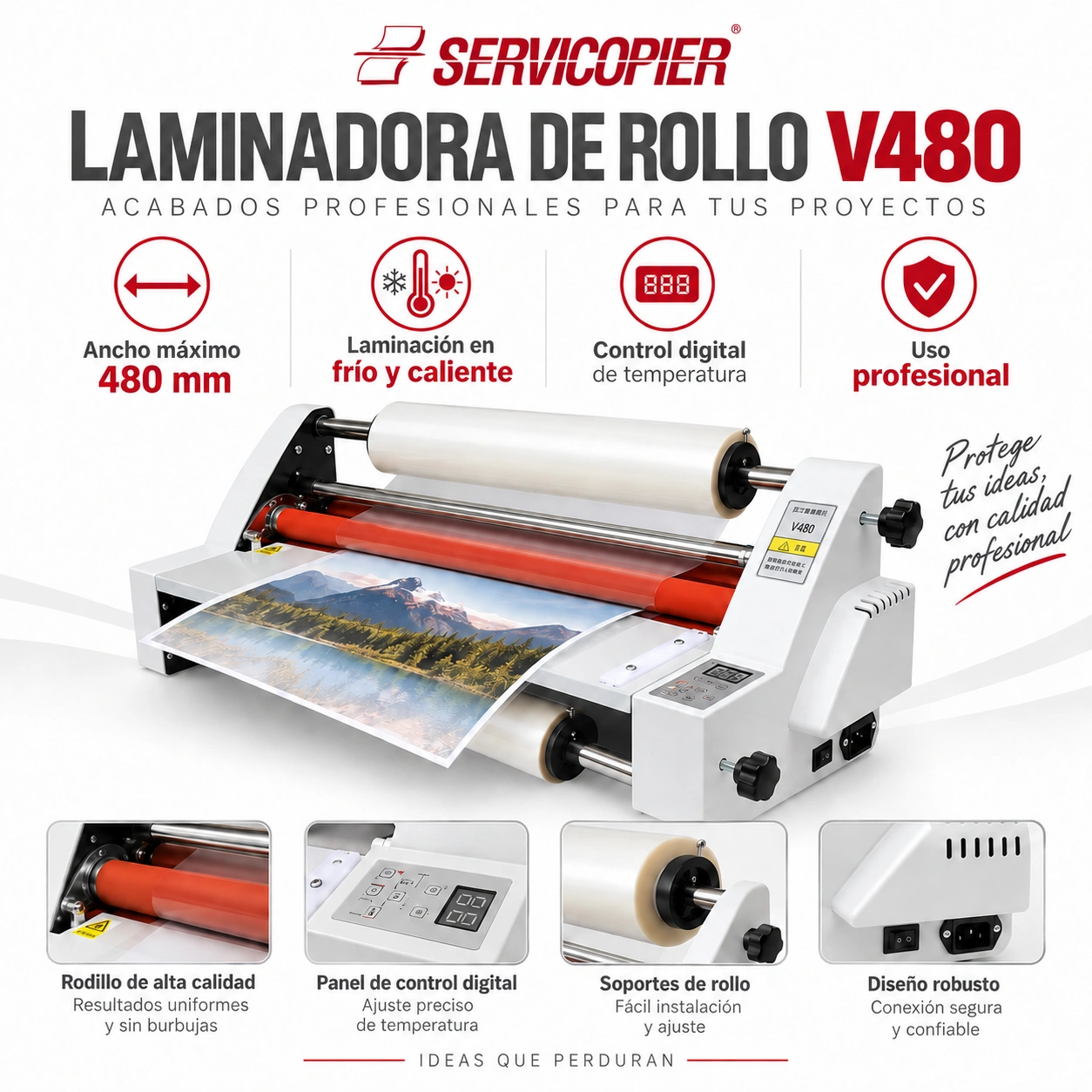 Laminadora V480 para acabados profesionales