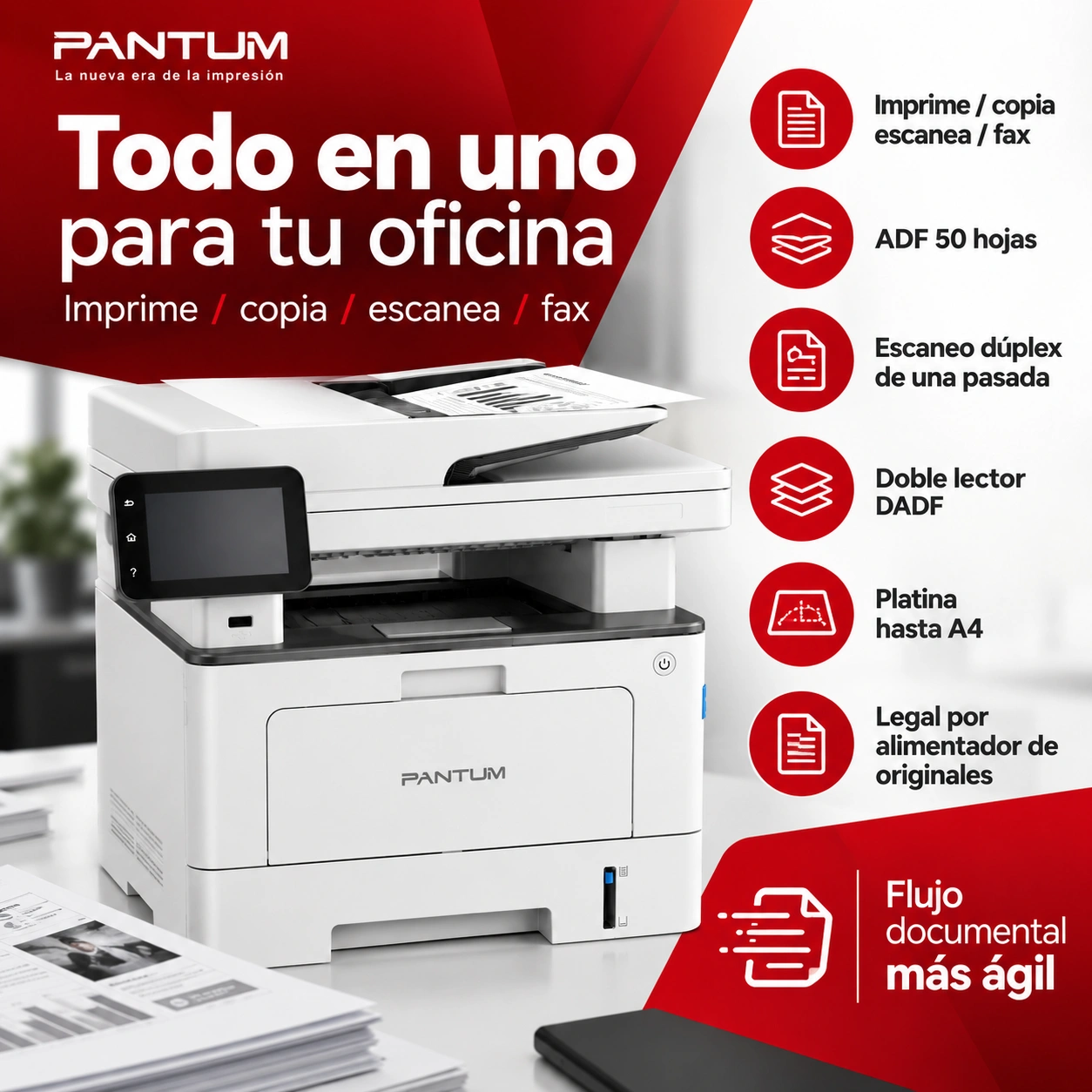 Funciones documentales de la multifuncional Pantum BM5100FDW