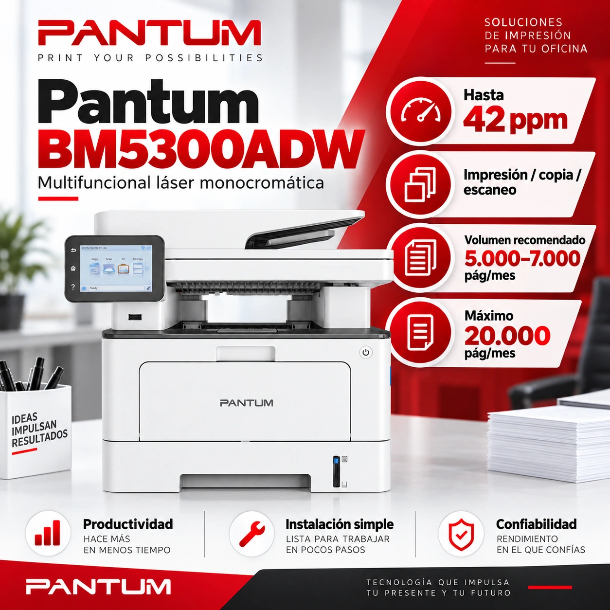 Productividad de la multifuncional Pantum BM5300ADW