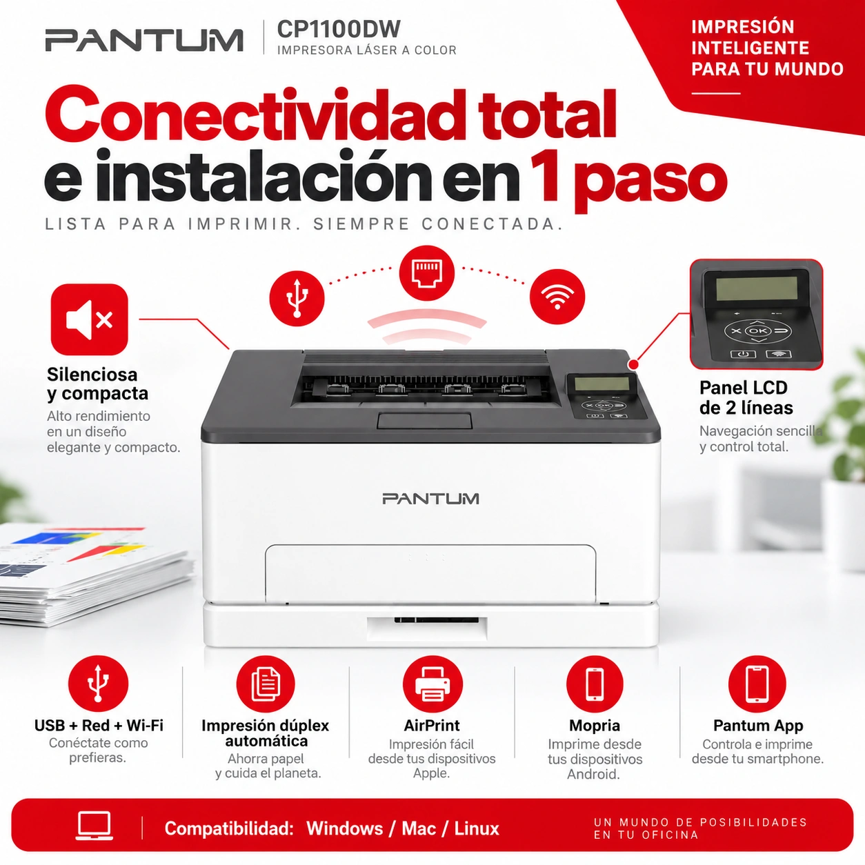 Conectividad de Pantum CP1100DW