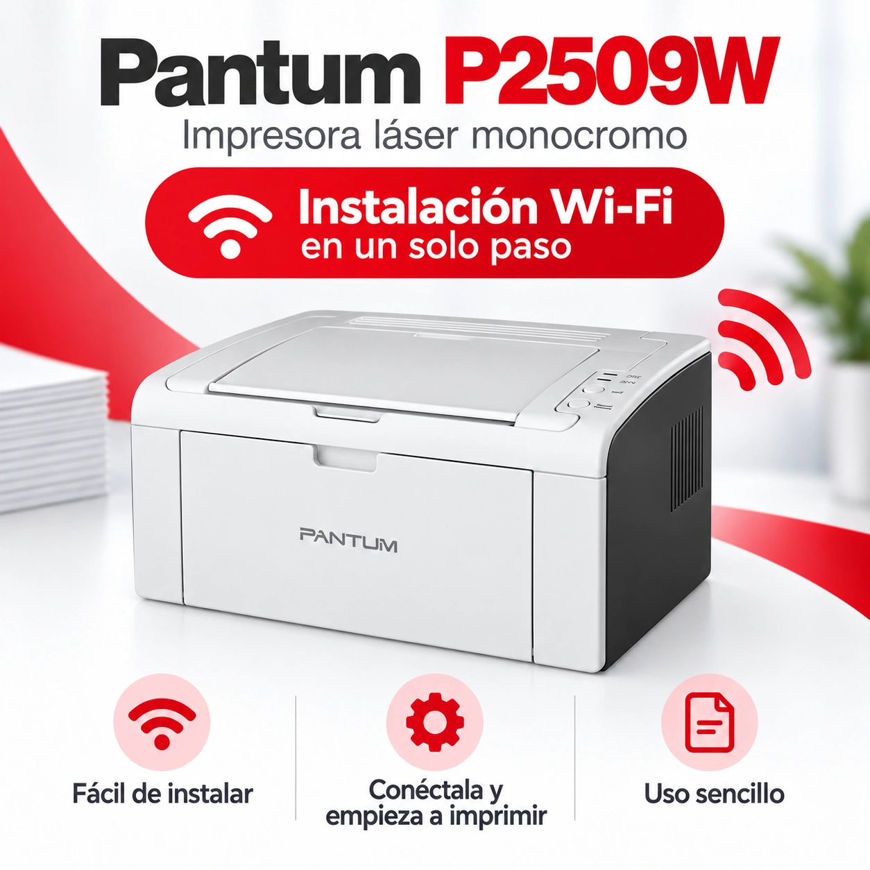 Instalación Wi-Fi simplificada de la Pantum P2509W