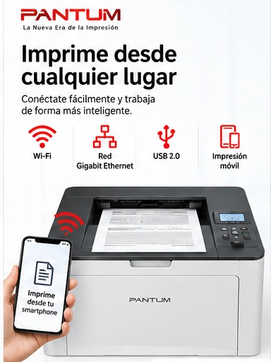 Wi-Fi, red e impresión móvil de Pantum P3300DW