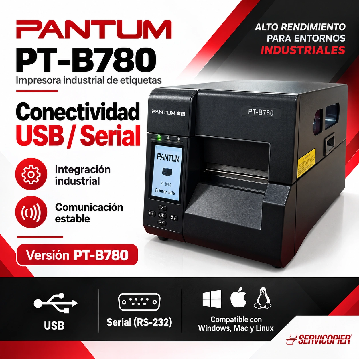 Conectividad USB y Serial de Pantum PT-B780