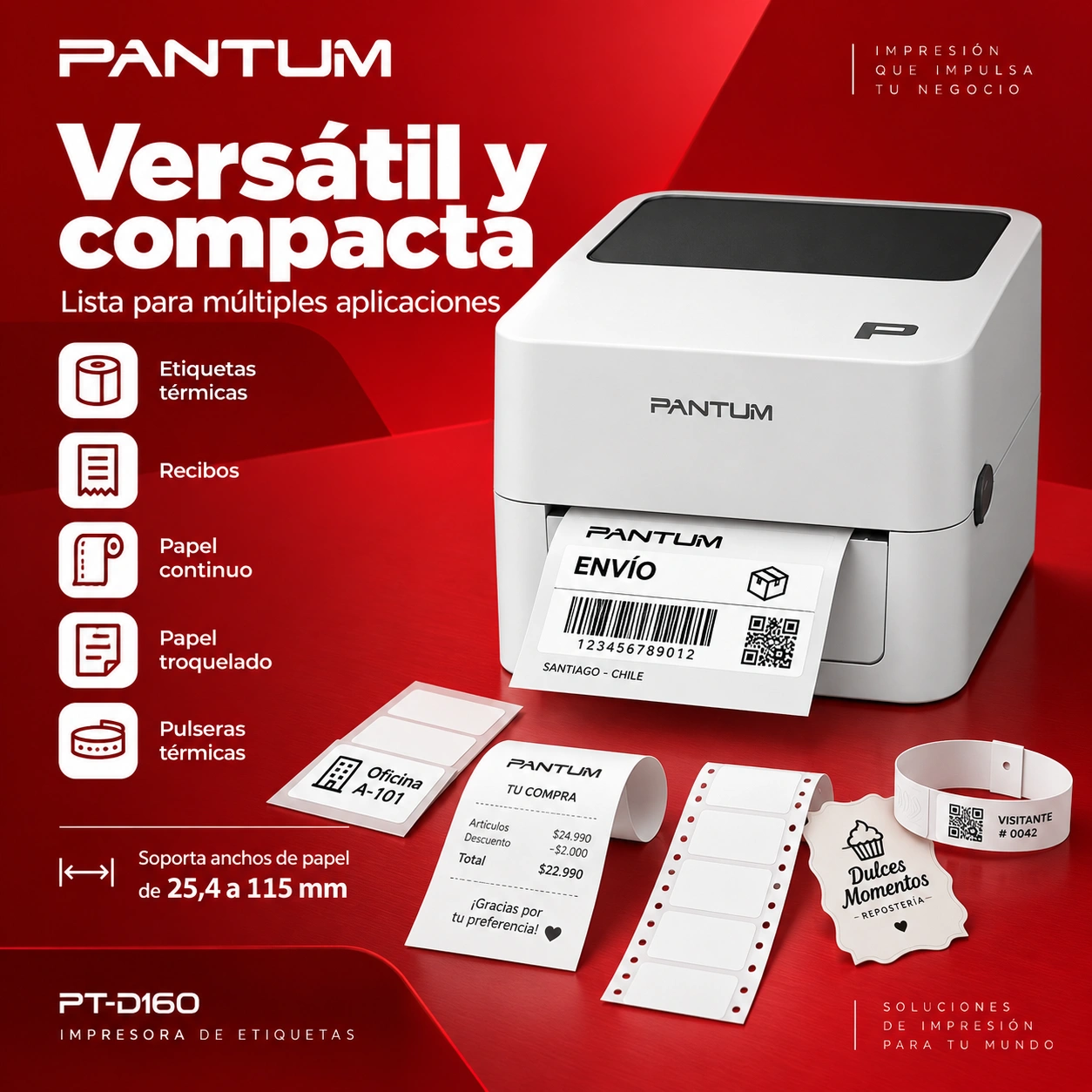 Pantum PT-D160 compacta para etiquetas térmicas y recibos