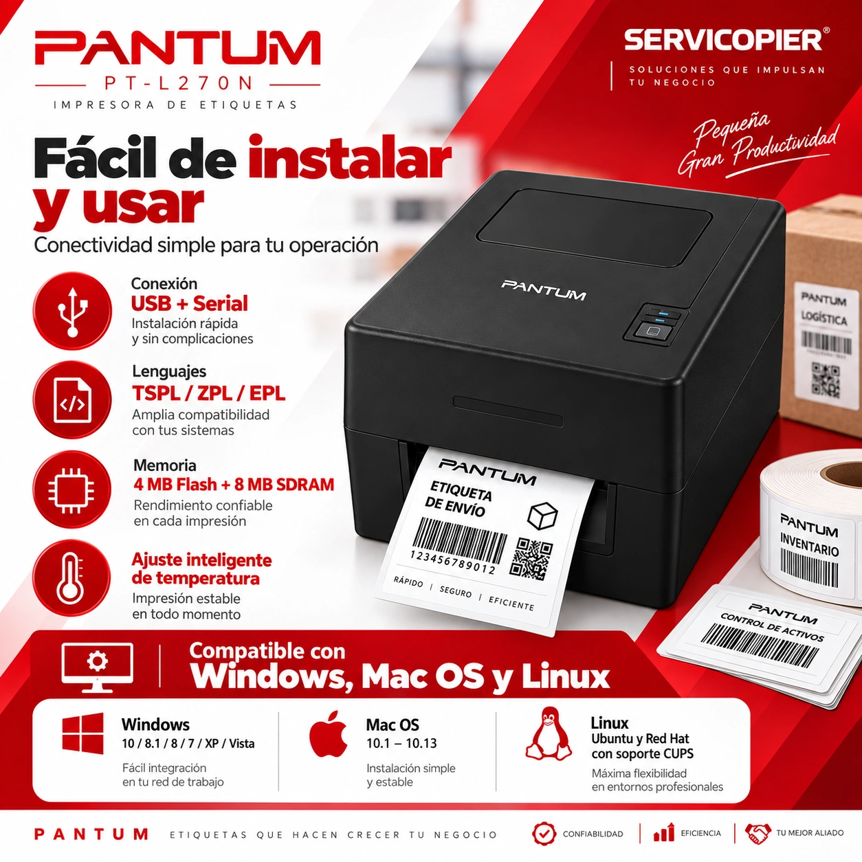 Productividad y conectividad de Pantum PT-L270N