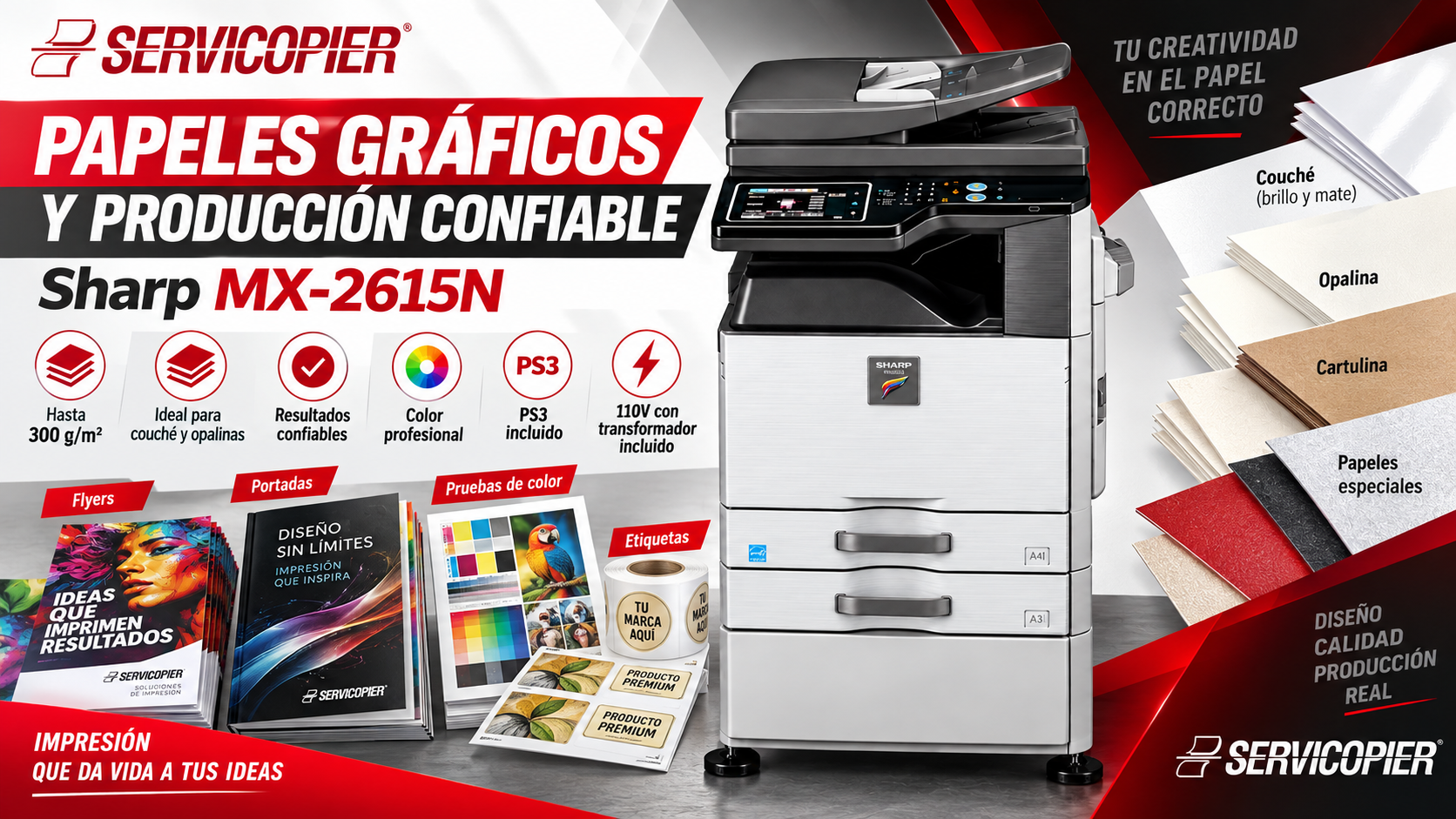 Papeles gráficos y producción confiable con Sharp MX-2615N