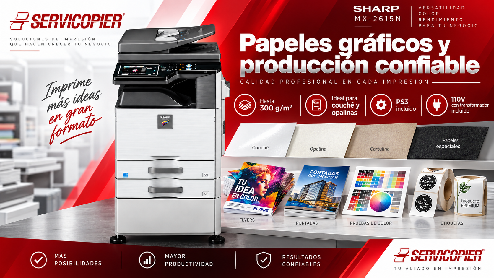 Impresión profesional y producción gráfica con Sharp MX-2615N