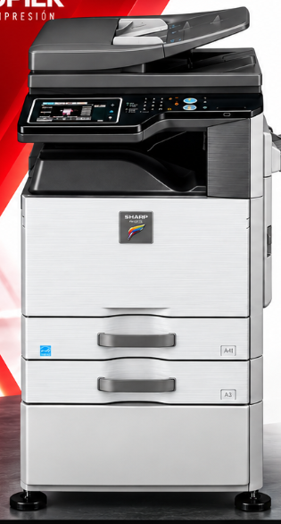 Sharp MX-2615N frontal con ADF, dos bandejas y mesa base